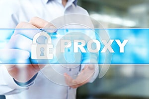 Proxy, VPN, Secure internet connection concept on virtual screen.