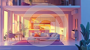 prtment smooth gradient view of a loft apartment