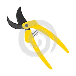 The pruner icon. For cutting branches, twigs and knots. Garden tools, scissors for pruning plants. Garden tools with a
