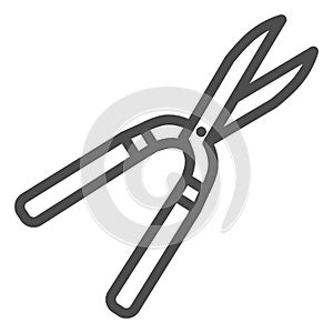 Pruner line icon, Garden and gardening concept, Pruning scissors sign on white background, secateurs icon in outline