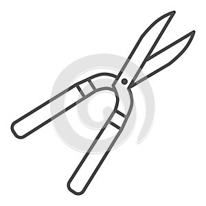 Pruner thin line icon, Garden and gardening concept, Pruning scissors sign on white background, secateurs icon in