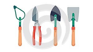 Pruning and Digging Garden Tools Set, Essential Outdoor Vector, vector design Generative AI