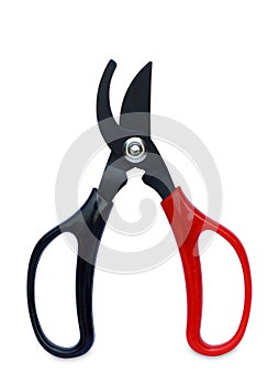 Pruning scissors, gardening scissor isolated on white background