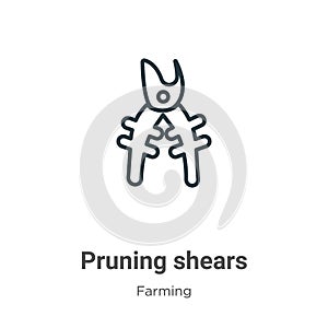 Pruning shears outline vector icon. Thin line black pruning shears icon, flat vector simple element illustration from editable