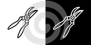 Pruning shears thin line vector icon set