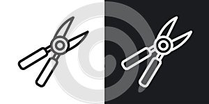 Pruning shears thin line vector icon set