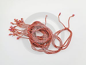 Prusik rope bracelet with white background