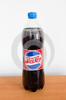 Pepsi-Cola in retro plastic bottle.