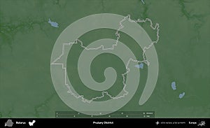 Pruzany District outlined, Belarus. Physical