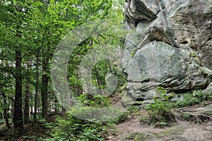 The Przadki Spinners nature reserve with variegated rocky land-forms