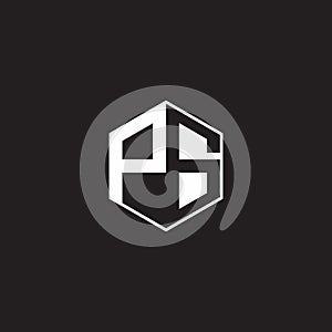 PS Logo monogram hexagon with black background negative space