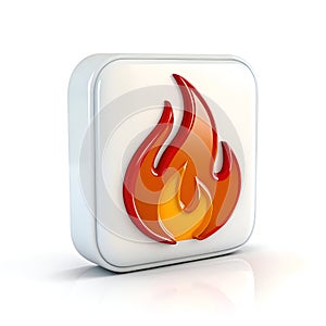 PSD 3D Flame Icon Isolated on White Background