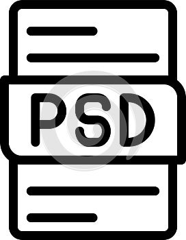 Psd file type icons. document format type design graphic icon, with Outline design style. vector illustration