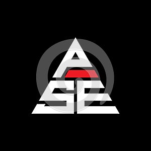 PSE triangle letter logo design with triangle shape. PSE triangle logo design monogram. PSE triangle vector logo template with red