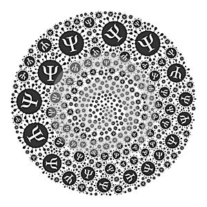 Psi Covid Virus Icon Round Bubble Collage