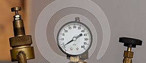 psig pressure valve. Pounds per square inch. watch with hand that measures air pressure.