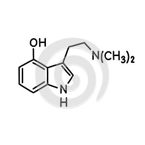 Psilocin chemical formula doodle icon, vector illustration