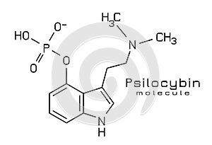 Psilocybin molecule, illustration of chemical formula