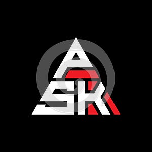 PSK triangle letter logo design with triangle shape. PSK triangle logo design monogram. PSK triangle vector logo template with red