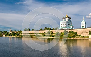 Pskov Kremlin (Krom) and the Trinity orthodox cathedral, Russia