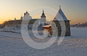 Pskov Kremlin in Sunrise