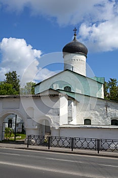 Pskov, the old Orthodox Church of Cosmas and Damian with Premostly