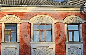 Pskov, Russia, December, 31, 2017. Apartment house of Vasiliy Potashev, 1910 year built at the address: Pskov, the Oktyabrsky Aven