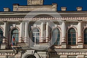 Pskov, Russia, September 6, 2023. Fragment of the building of the former men\'s religious school.