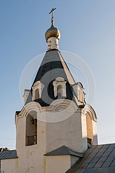 Pskov, Russia, September 6, 2023. Tower of the Church of the Archangel Michael.