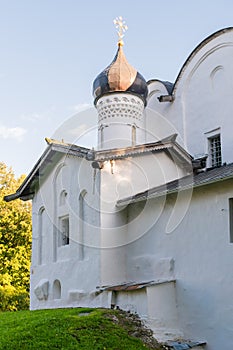 Pskov, Russia, September 6, 2023. View of the side chapel of the Church of Vasily.