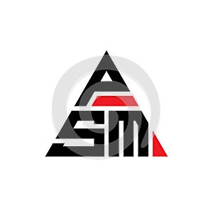PSM triangle letter logo design with triangle shape. PSM triangle logo design monogram. PSM triangle vector logo template with red
