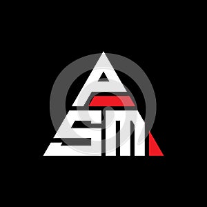 PSM triangle letter logo design with triangle shape. PSM triangle logo design monogram. PSM triangle vector logo template with red