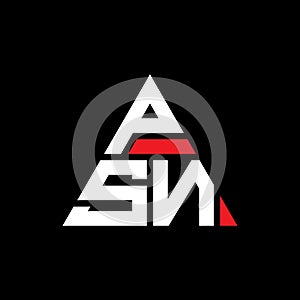PSN triangle letter logo design with triangle shape. PSN triangle logo design monogram. PSN triangle vector logo template with red