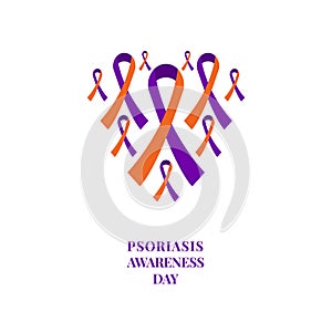 Psoriasis awareness orange and purple ribbon set