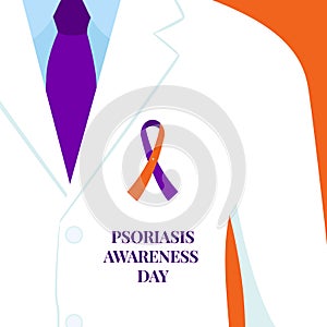 Psoriasis disease awareness day ribbon cartoon illustration