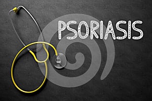 Psoriasis - Text on Chalkboard. 3D Illustration.