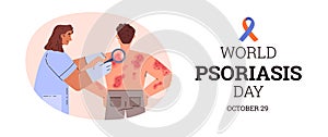 Psoriasis world awareness day banner template flat vector illustration.