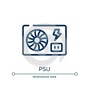 Psu icon. Linear vector illustration from electronic devices fill collection. Outline psu icon vector. Thin line symbol for use on
