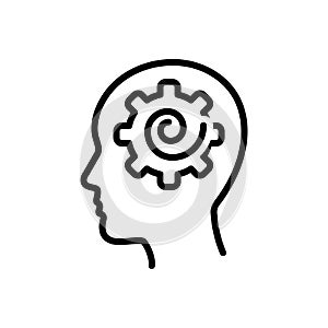 Black line icon for Psych, psychologist and brain photo