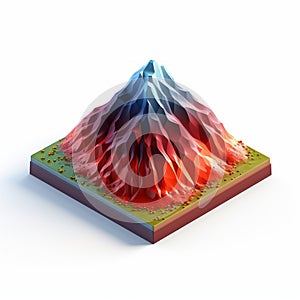 Psychedelic 3d Mountain Model On White Background