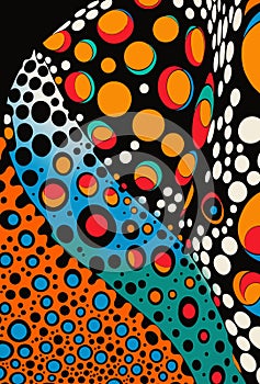 Psychedelic, abstract image with distorting circles and ellipses