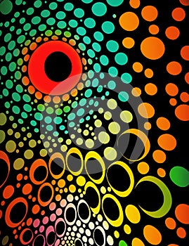 Psychedelic, abstract image with distorting circles and ellipses