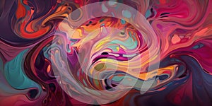 Psychedelic Abstract Pattern Background in Red, Purple, and Blue Colors, Generative AI