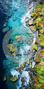 Psychedelic Aerial View Of Rocky Coastal Area