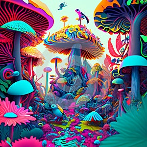 Psychedelic art refers to artwork that is inspired by or attempts to depict the psychedelic experience photo