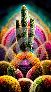 Psychedelic Art San Pedro Cacti. Generative AI