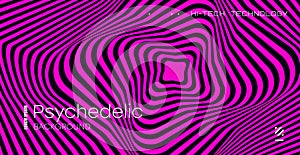 Psychedelic background. Optical illusion. Spiral pattern of growing squares.