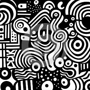 Psychedelic Black And White Illustration With Igbo Art Influence