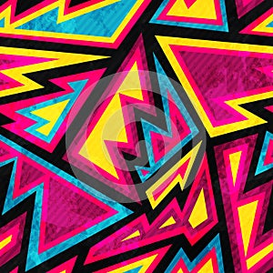 Psychedelic colored geometric seamless pattern