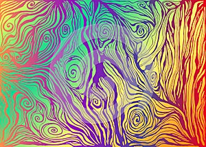 Psychedelic colorful art waves decorative texture. Vector hand drawn creative background. Hippie abstract trippy pattern